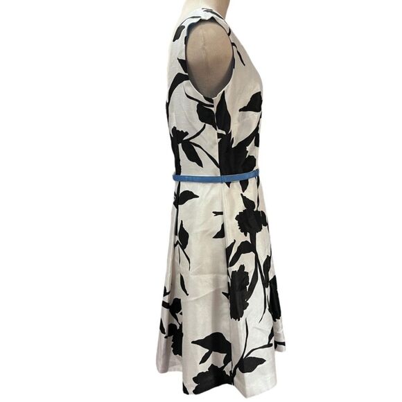 Julian Taylor New York Retro Style Fit & Flare Dress Bow Belt SZ 10 Black White - Picture 14 of 14